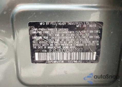 2016 Subaru Forester 2.5I Premium из США, поврежденный, VIN JF2SJADC0GH403957